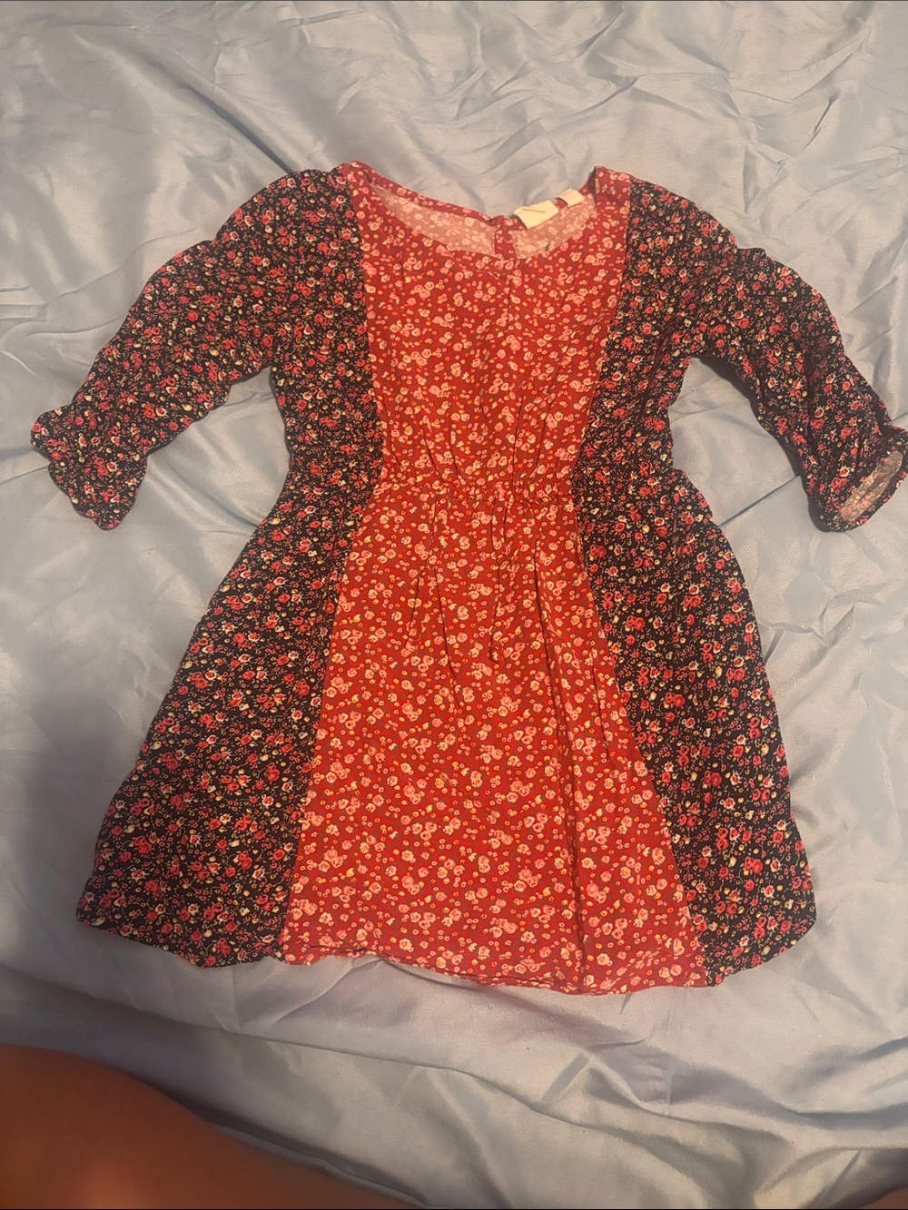 GAP Girls' Red and Navy Floral Panel Dress